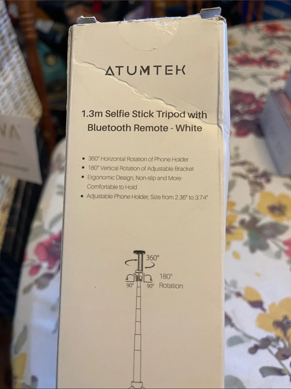 Atumtek - 1.3M Selfie Stick Tripod with Bluetooth Remote